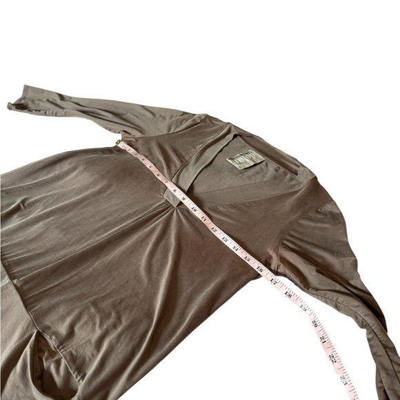 Dolan X Anthropologie Tegan Tunic Split Neck Drop Waist Cupro Mini Dress Size XS - Picture 11 of 14